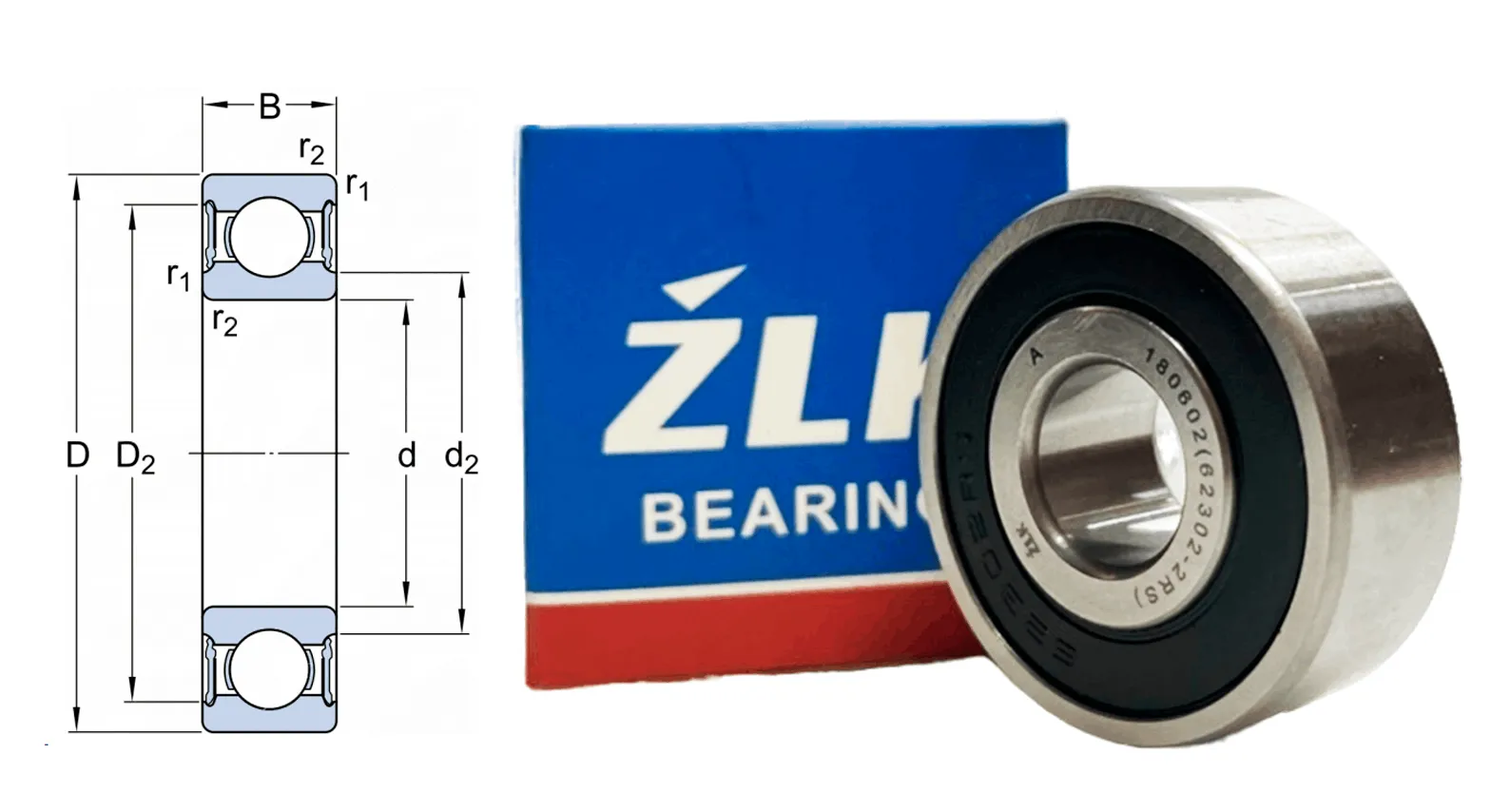 Подшипник шариковый 180602 (623022RS) 15×42×17 мм ZLK