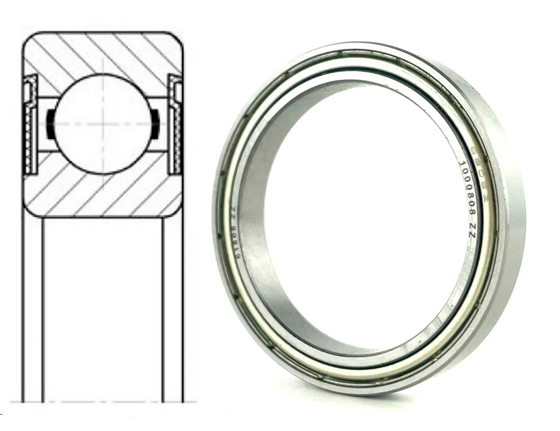 Подшипник шариковый 1000808 ZZ (61808ZZ,6808ZZ) 40×52×7 мм Neutral