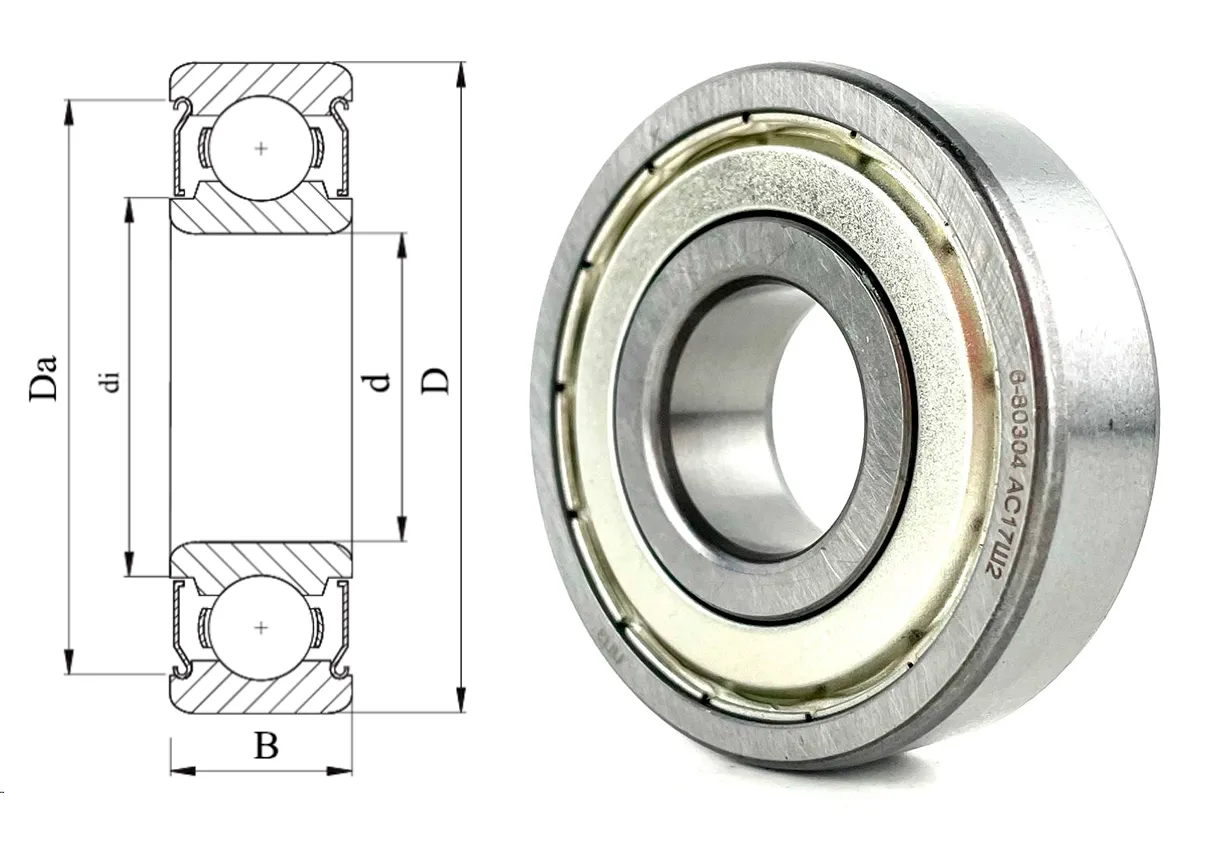 Подшипник шариковый 80304 (6304 ZZ) 20×52×15 мм ППЗ