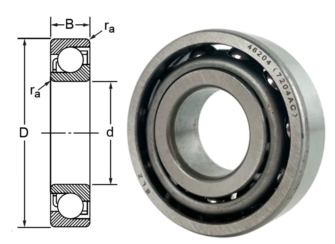 Подшипник шариковый 46204 (7204 AC) 20×47×14 мм SLZ
