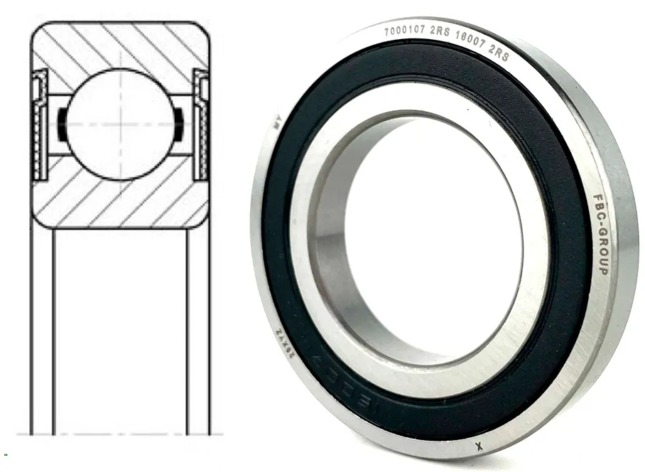 Подшипник шариковый 7000107 2RS (16007 2RS) 35×62×9 мм Россия