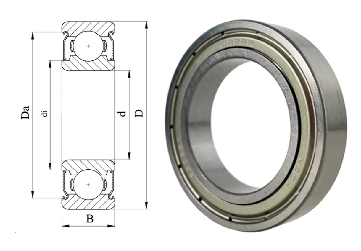 Подшипник шариковый 1000906 ZZ (61906ZZE,6906ZZE) 30×47×9 мм NACHI
