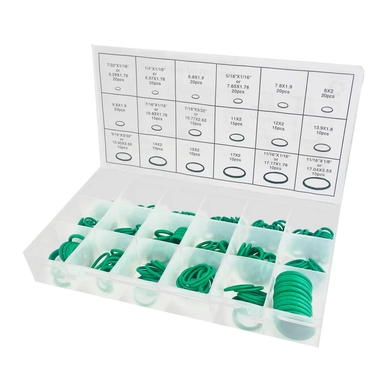 Набор колец резиновых NBR70 Дюйм. (GREEN) 270шт
