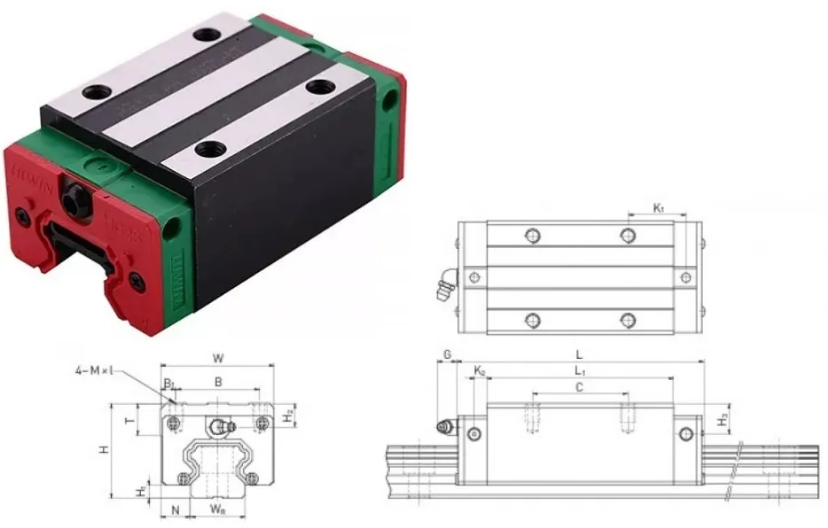 Каретка линейная HGH45CAZBC ×× мм Hiwin