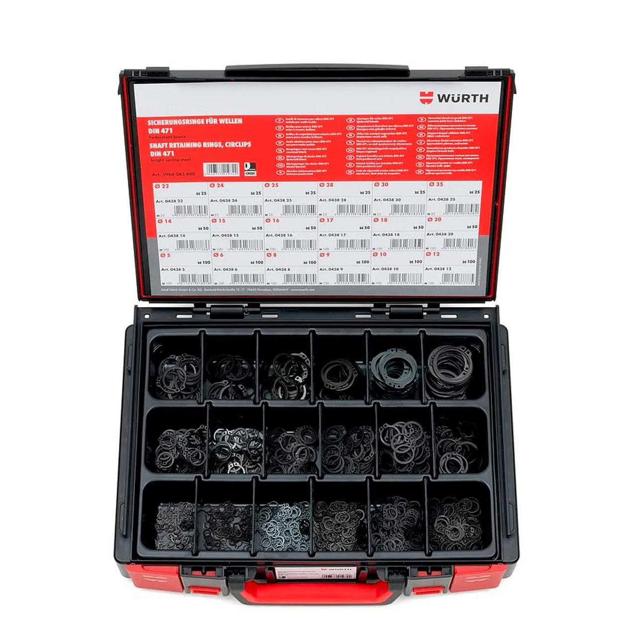 Стоп.пруж.кольцо,для вала, ассорт. КОЛЬЦО-СТОП.DIN471-1050шт SYSTEMKOFFER