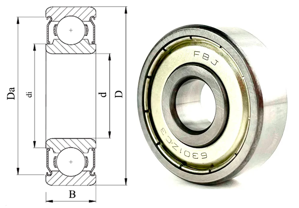 Подшипник шариковый 80301 (6301ZZC3) 12×37×12 мм FBJ