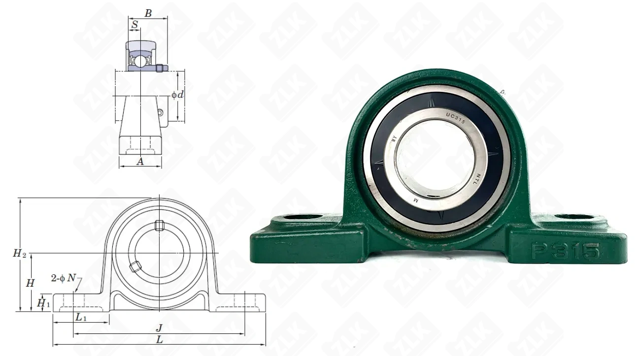 Подшипник корпусный 480315UCP (UCP315) 75380 мм NTL