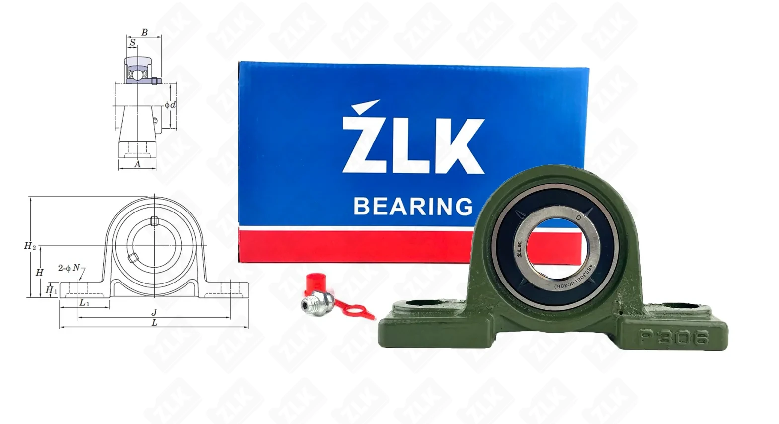 Подшипник корпусный 480306UCP (UCP306) 30×94×180 мм ZLK