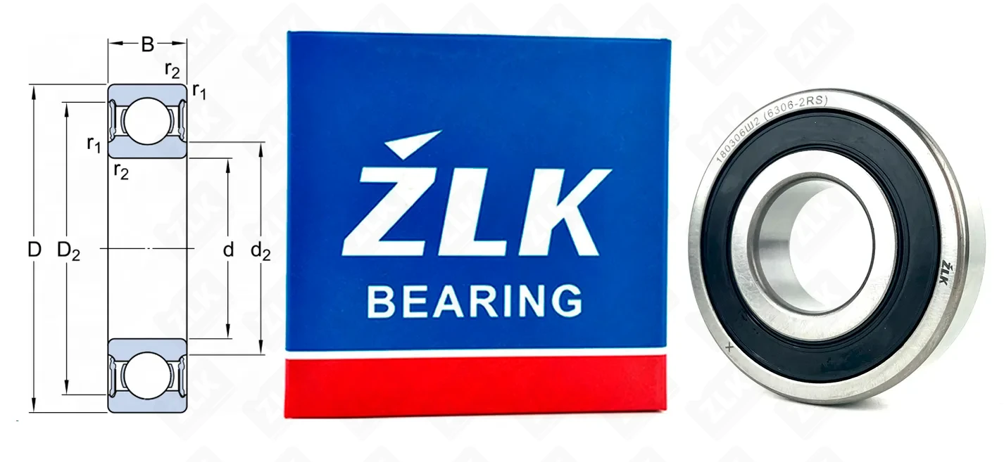 Подшипник шариковый 180306 Ш2 (63062RS) 30×72×19 мм ZLK