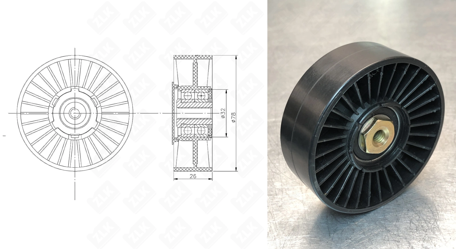 Подшипник шариковый (028145278E) 6.5×78×26 мм Roulex