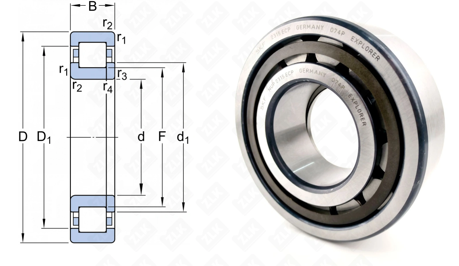 Подшипник роликовый 92615 (NUP2315ECP) 75×160×55 мм SKF оригинал