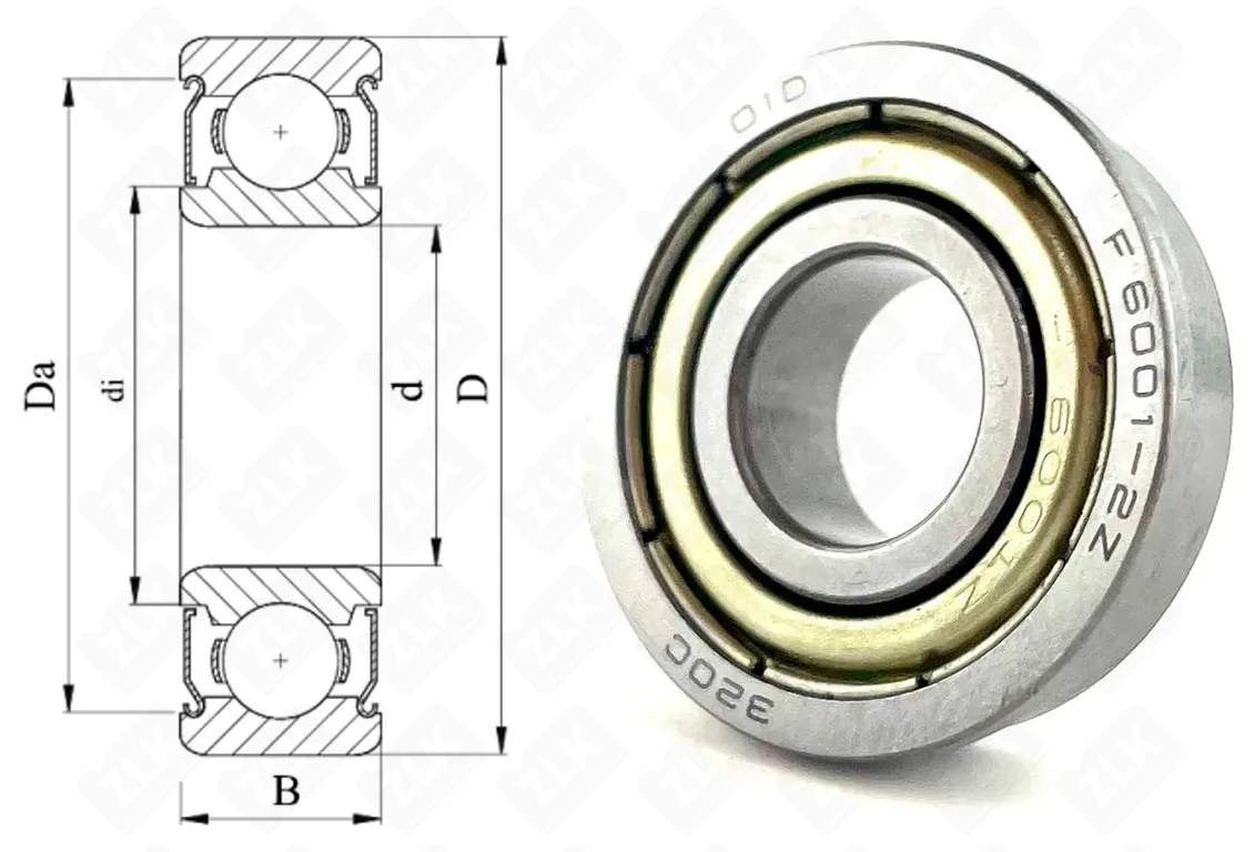 Подшипник шариковый 80101 (F6001ZZ) 12×28×8 мм OID