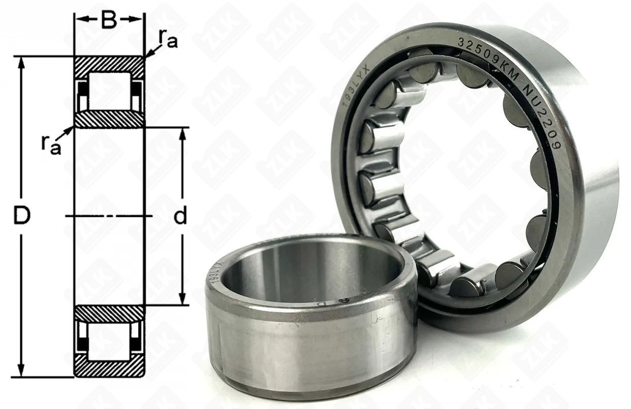 Подшипник роликовый 32509 (NU2209E) 45×85×23 мм NTL