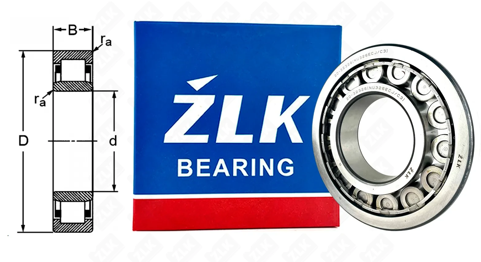Подшипник роликовый 32326 (NU326ECJC3,NU326EMC3) 130×280×58 мм ZLK