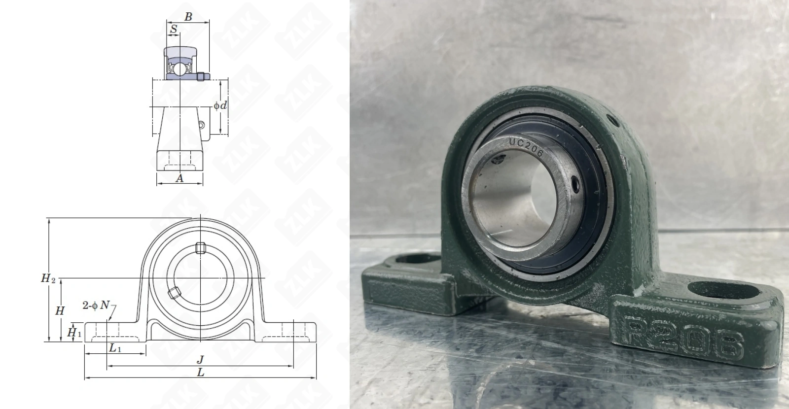 Подшипник корпусный  480206UCP (UCP206,SY30T) 30×83×165 мм МП