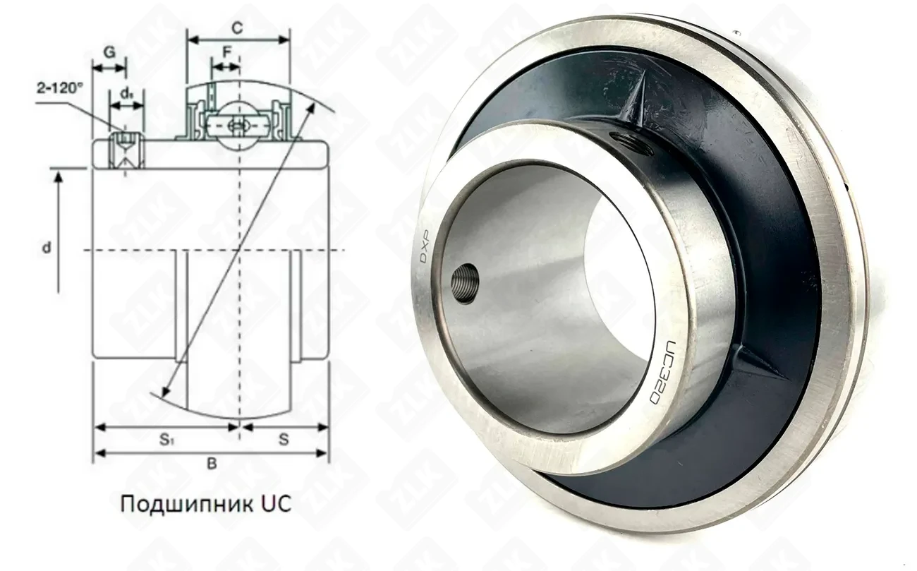 Подшипник шариковый 480320UC (UC320) 100×215×108 мм DXP