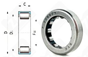 Подшипник F208801 радиальный роликовый 20-30-7,5 мм