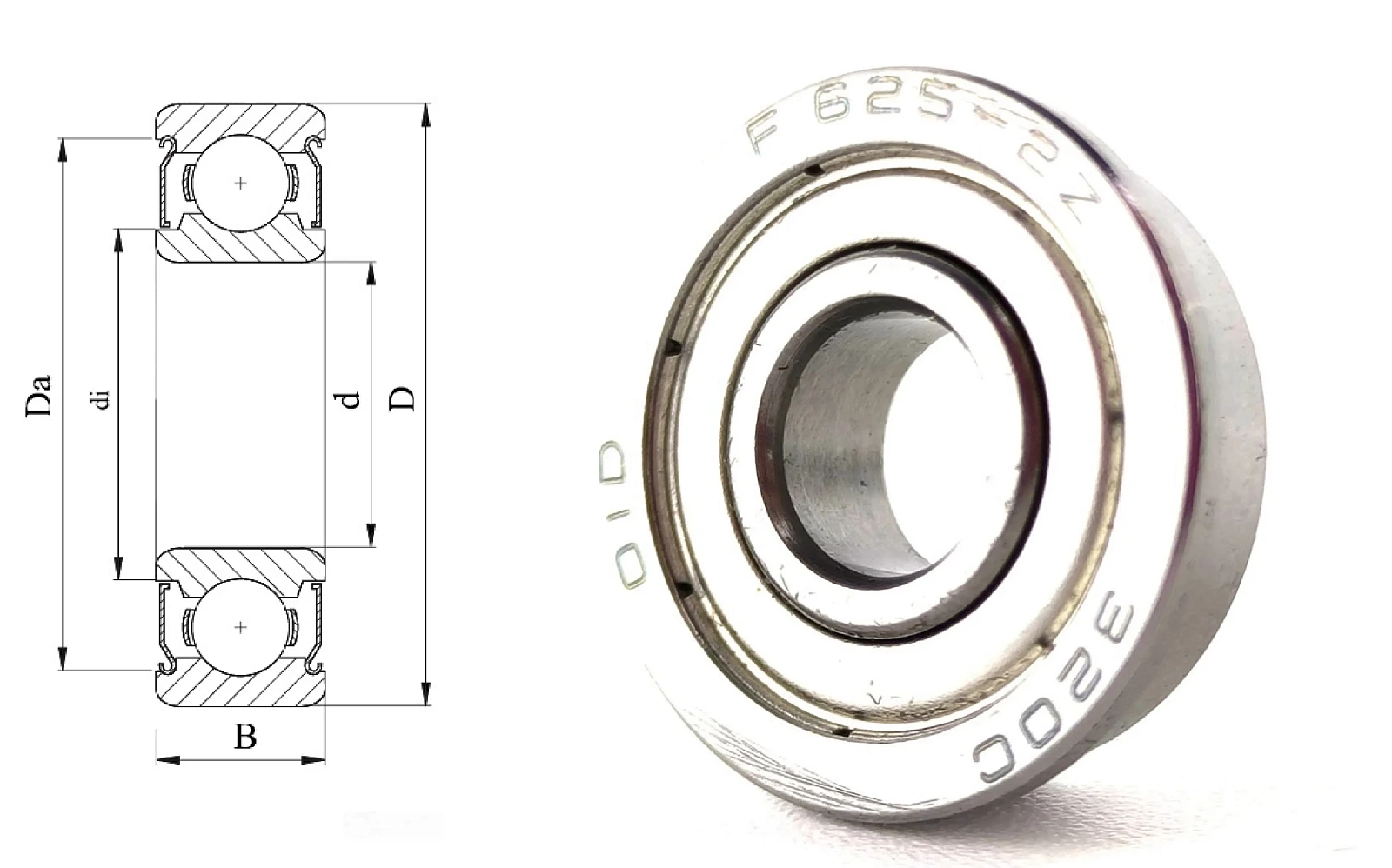Подшипник шариковый 1000096/1080096 ZZ (F6196,F696ZZ) 6×15×5 мм OID