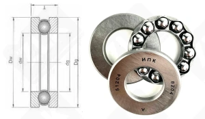 Подшипник 8204 (51204) упорный шариковый 20-40-14 мм