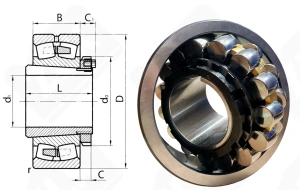 Подшипник 13628 Н (22332KMBW33+H2332,22332ACKW33+H2332) радиальный роликовый самоустанавливающийся 140-340-114/147 мм