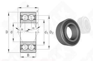 Подшипник 3801B2RSRTVHHLC радиально-упорный шариковый 12-21-7 мм