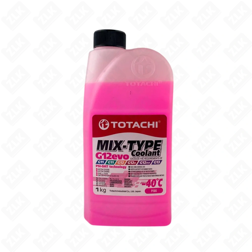 Антифриз 1кг розовый TTOTACHI MIX-TYPE COOLANT G12evo -40°C ASTM D3306/4985, GB 29743-2013 (LEC-II),