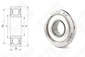 Подшипник 1000098 ZZ (F698ZZ) радиальный шариковый 8-19-6 мм