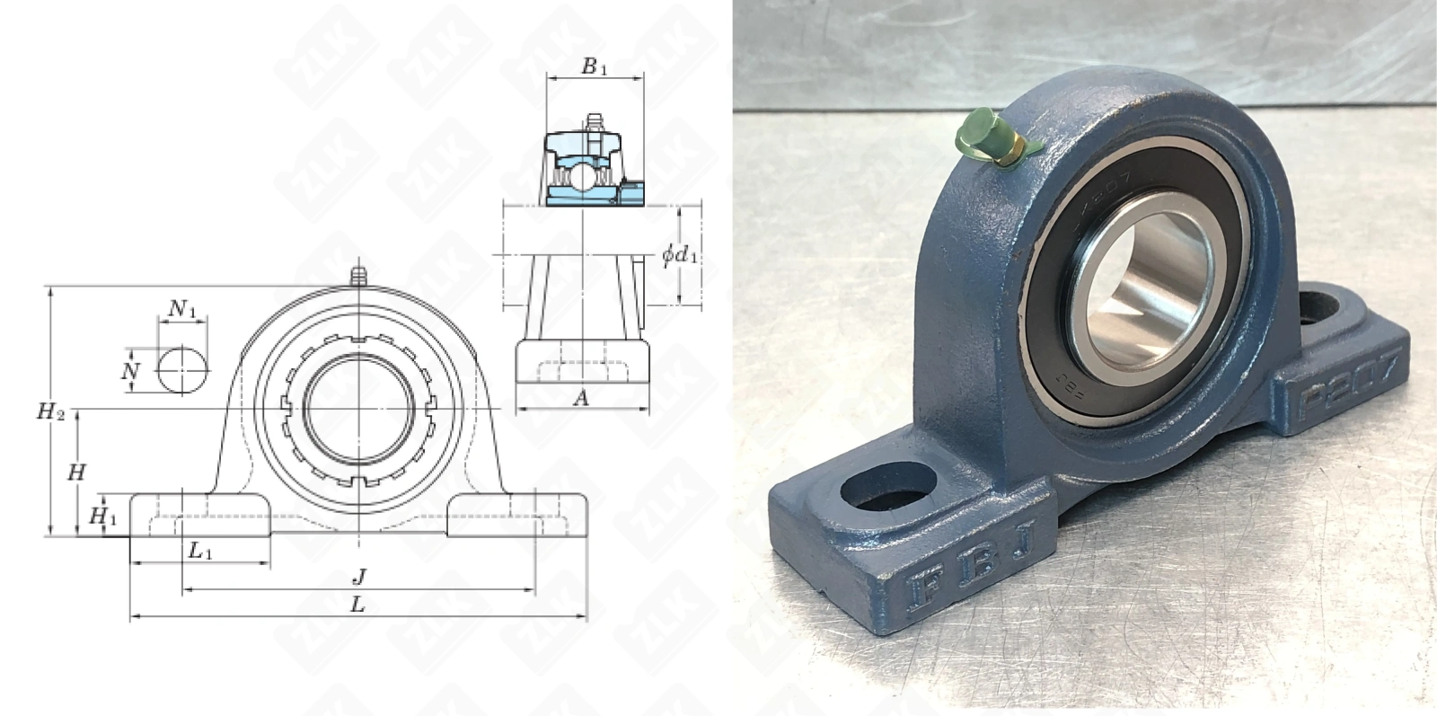 Подшипник корпусный 480207UKP (UKP207) 35×94×165 мм FBJ