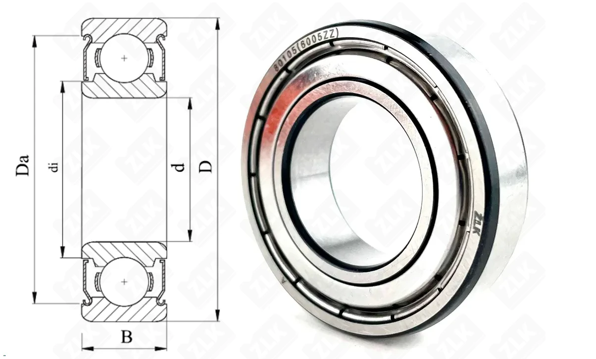 Подшипник шариковый 80105 (6005 ZZ) 25×47×12 мм ZLK