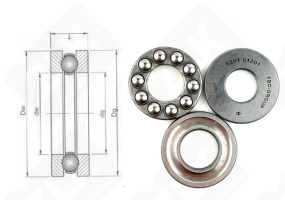 Подшипник 8201 (51201) упорный шариковый 12-28-11 мм