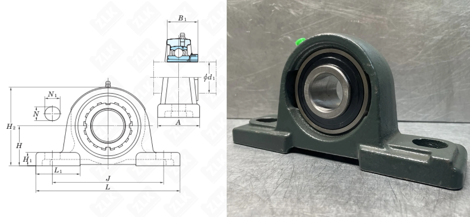 Подшипник корпусный 480210UKP (UKP210) 50×114×206 мм ZLK