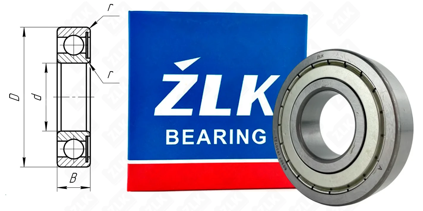 Подшипник шариковый 60307 (6307 Z) 35×80×21 мм ZLK