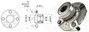 Подшипниковый ступичный узел HUB065-11 (BR930115 512182 512182 DACF1116) радиально-упорный шариковый 28-134-67,5 мм