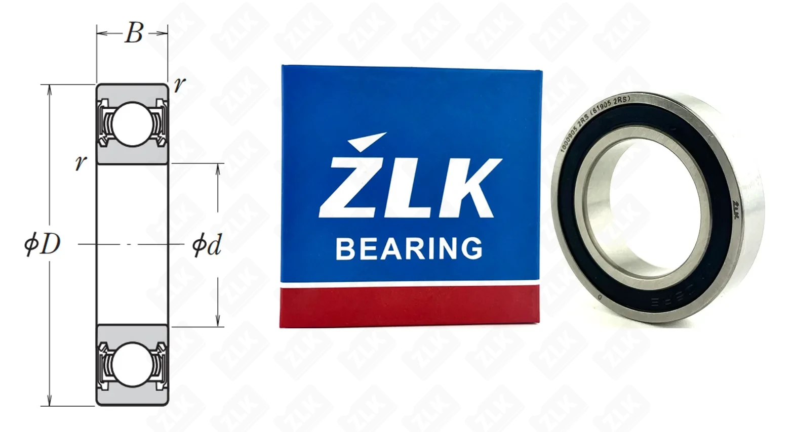Подшипник шариковый 10009052RS (619052RS, 69052RS) 25×42×9 мм ZLK