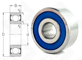 Подшипник 180500 (622002RS) радиальный шариковый 10-30-14 мм