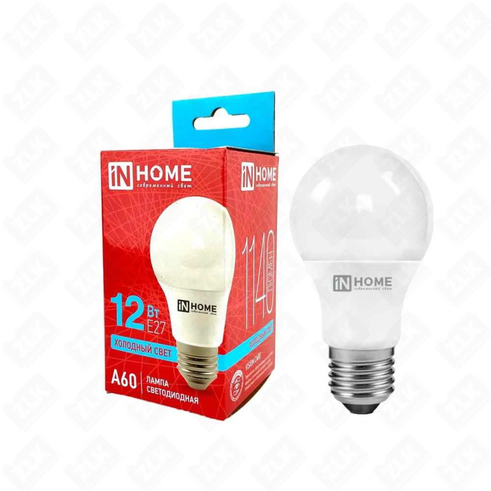 Лампа светодиодная LED-A60-VC 12Вт грушевидная 6500К холод. бел. E27 230В IN HOME