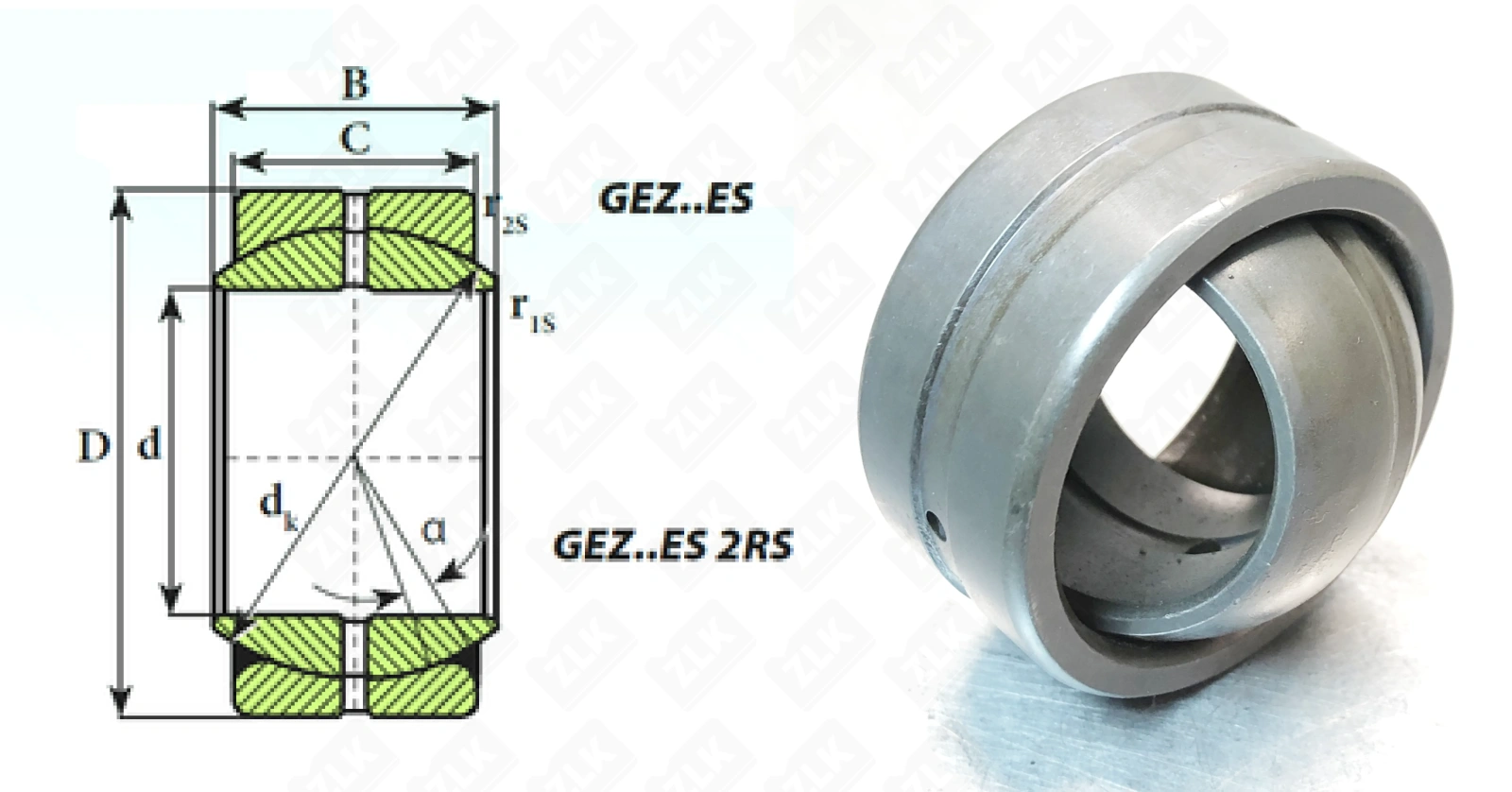 Подшипник шарнирный  (GEZ 22 ES) 22.22×36.51×19.43 мм ISB
