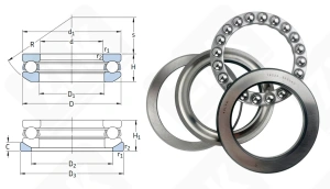 Подшипник 18224 (53224+U224) упорный шариковый 120-170/175-46 мм