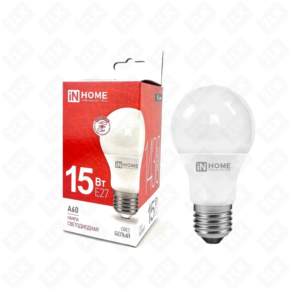 Лампа светодиодная LED-A60-VC 15Вт грушевидная 4000К нейтр. бел. E27 230В IN HOME
