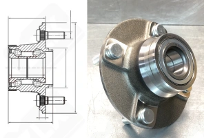 Подшипниковый ступичный узел JWB3088 радиально-упорный шариковый 28-67-139 мм
