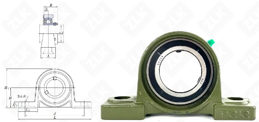 Подшипник корпусный 480212UCP (UCP212,SY60) 60×138×241 мм Neutral