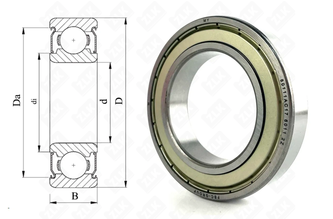 Подшипник шариковый 80111 (6011ZZ) 55×90×18 мм FBC