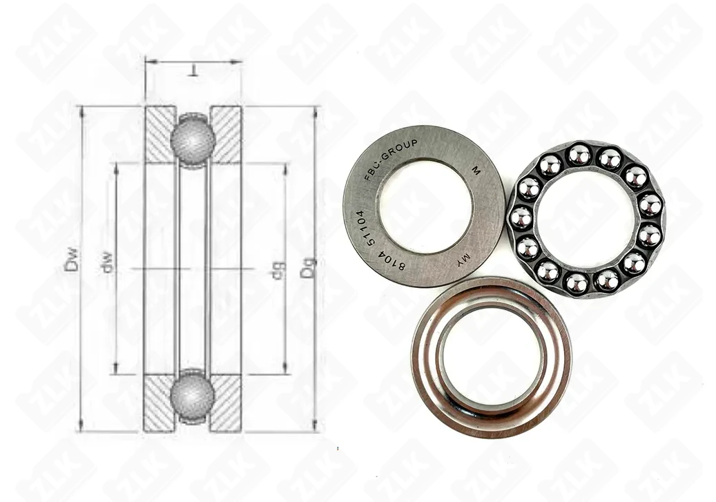 Подшипник шариковый 8104 (51104) 20×35×10 мм FBC