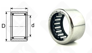 Подшипник HK2016 2RS радиальный игольчатый 20-26-16 мм