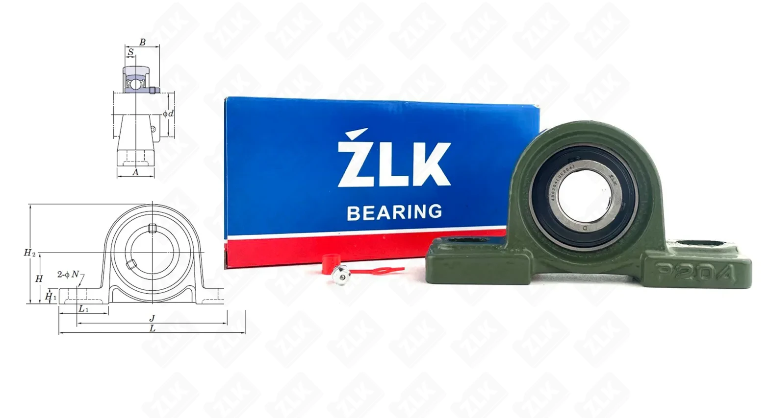 Подшипник корпусный 480204UCP (UCP204) 20×65×127 мм ZLK