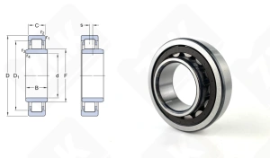 Подшипник NUB208E радиальный роликовый 40-80-18/23 мм