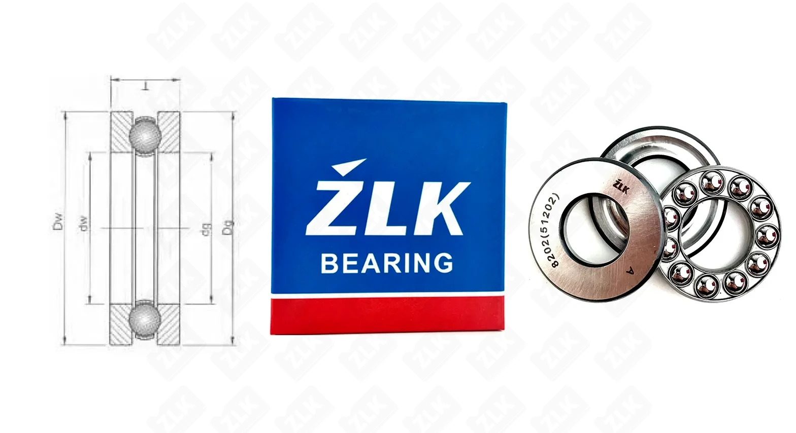 Подшипник шариковый 8202 (51202) 15×32×12 мм ZLK