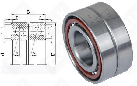 Подшипник шариковый 446208 Е  (7208 CD/DT TVP) 40×80×36 мм СЗПК