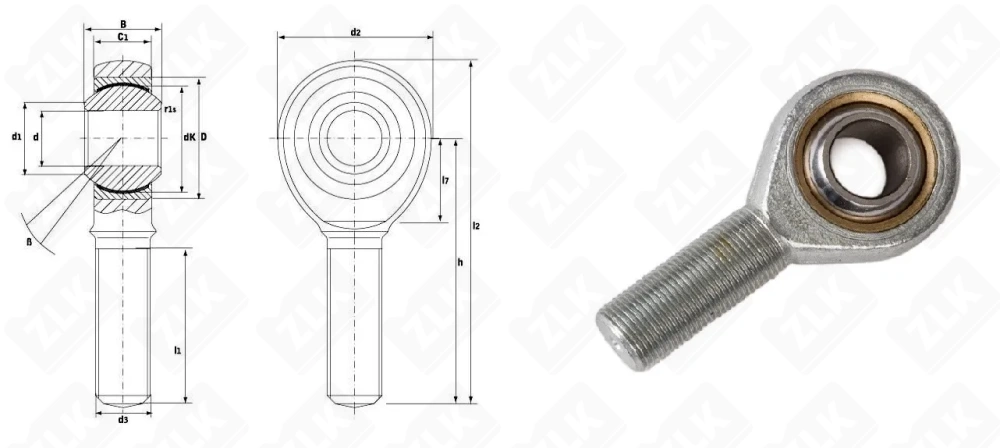 Шарнирный наконечник TSM20 ISB (правая резьба)