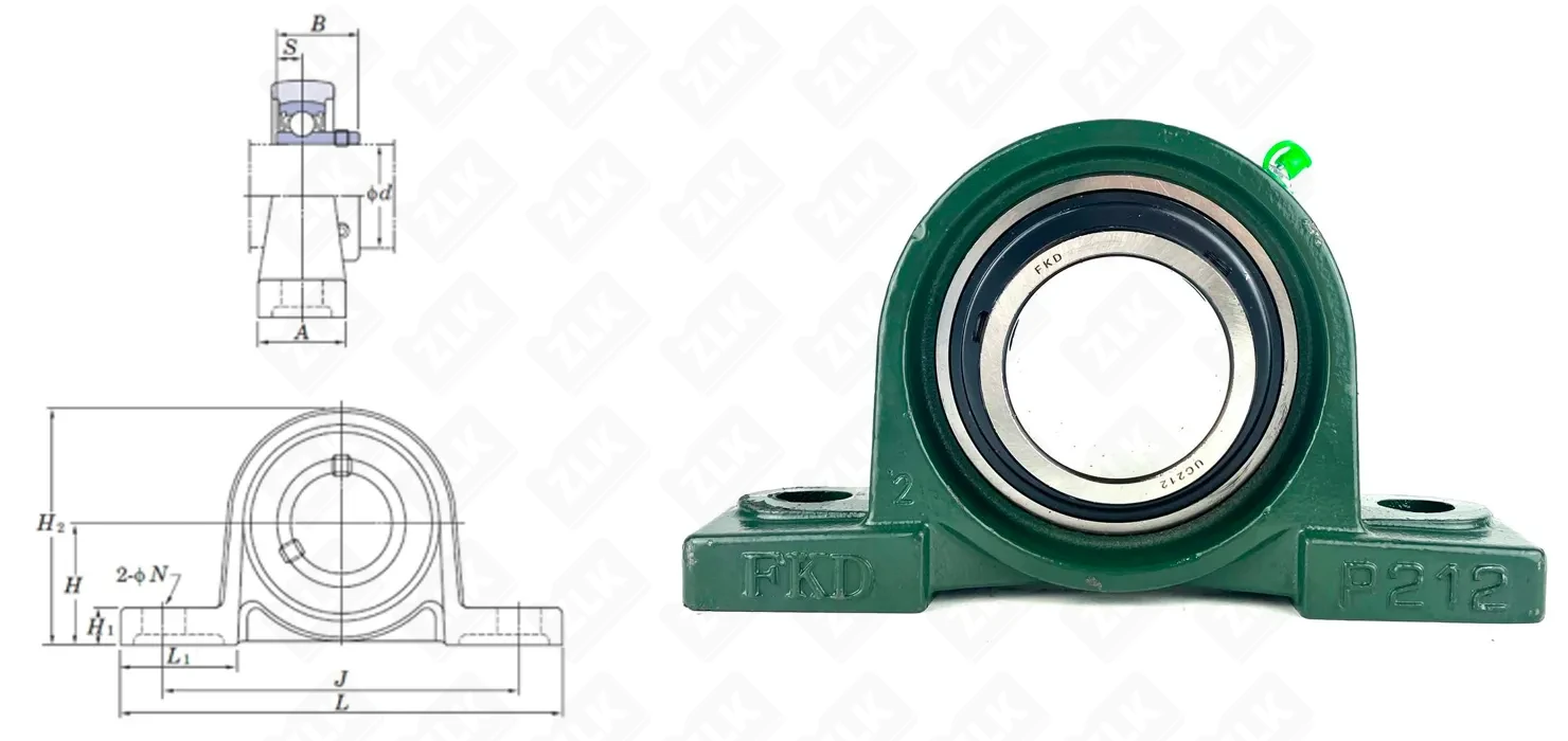 Подшипник корпусный 480212UCP (UCP212) 60×138×241 мм FKD